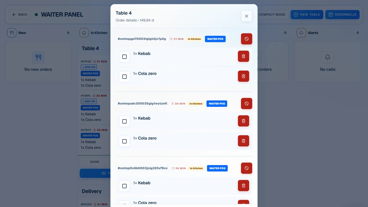 QR menu and table ordering screen in OrderNow