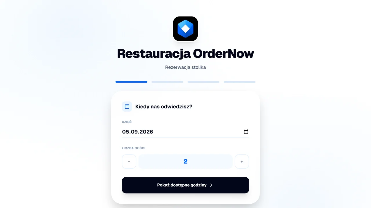 Widok rezerwacji w panelu kelnera OrderNow