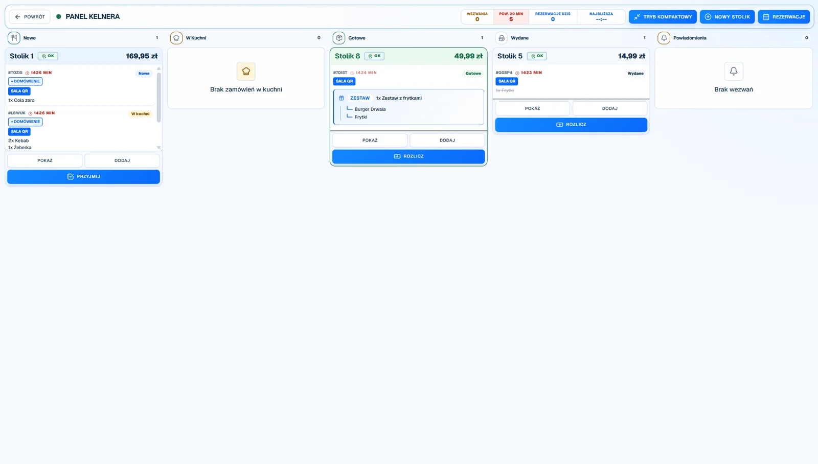 OrderNow Waiter POS and table management interface